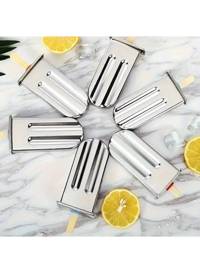 6 Piece Square Stainless Steel Ice Cream Mold Set With Stand For Homemade Ice Cream - Image 2